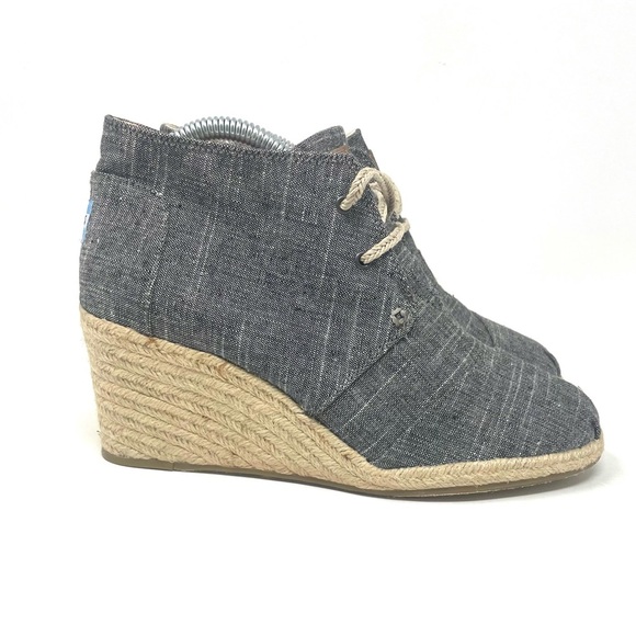 Toms Canvas Wedge Denim Grey Womens 9 - Picture 1 of 8